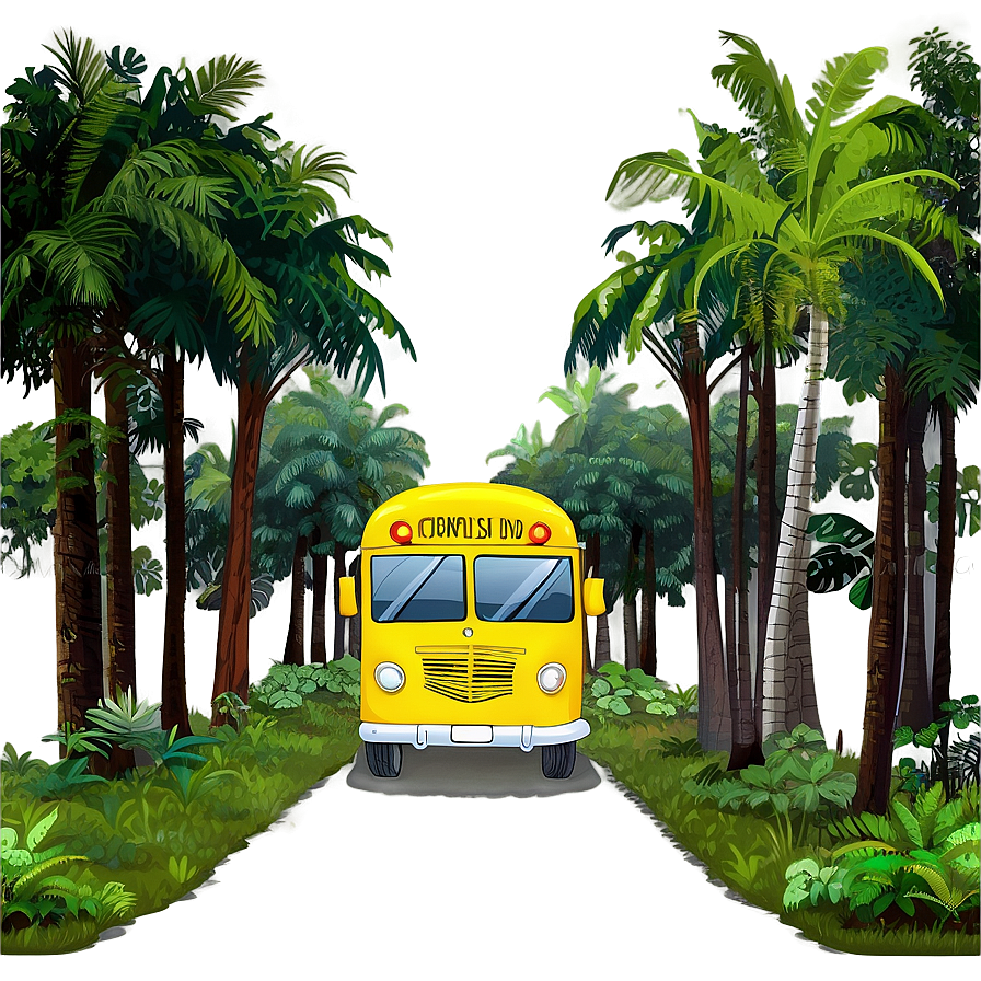 Cartoon Bus In Forest Png Oqh45