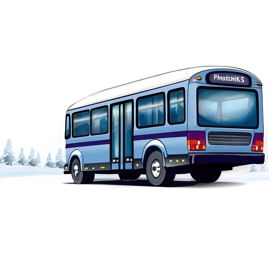 Cartoon Bus In Winter Scene Png Hhy77