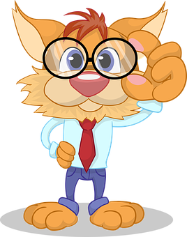 Cartoon Business Cat Waving