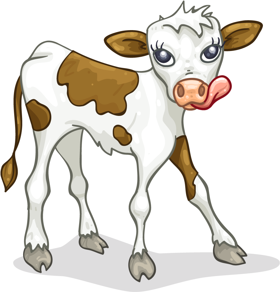 Cartoon Calf Sticking Out Tongue