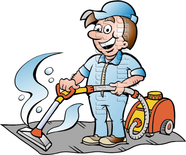 Cartoon Carpet Cleaner Worker