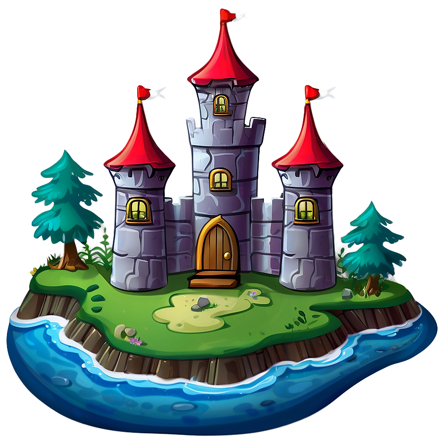 Cartoon Castle On Island Png Rdt