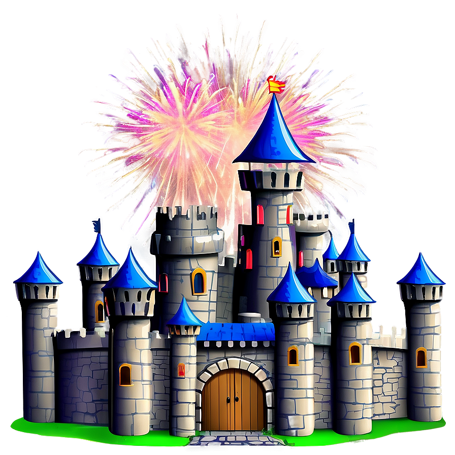 Cartoon Castle With Fireworks Png 70