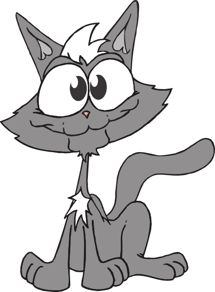 Cartoon Cat Sitting Funny Expression