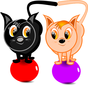 Cartoon Catson Bouncing Balls