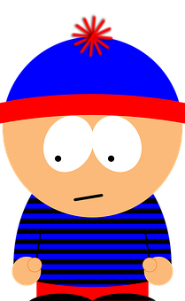 Cartoon Character Blue Hat Striped Shirt