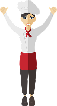 Cartoon Chef Celebrating Victory