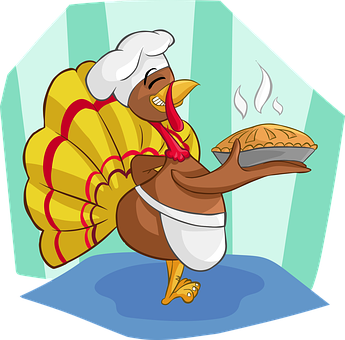 Cartoon Chef Turkeywith Pie