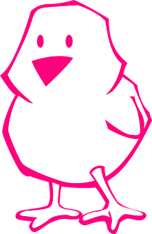 Cartoon Chick Outline Pink White