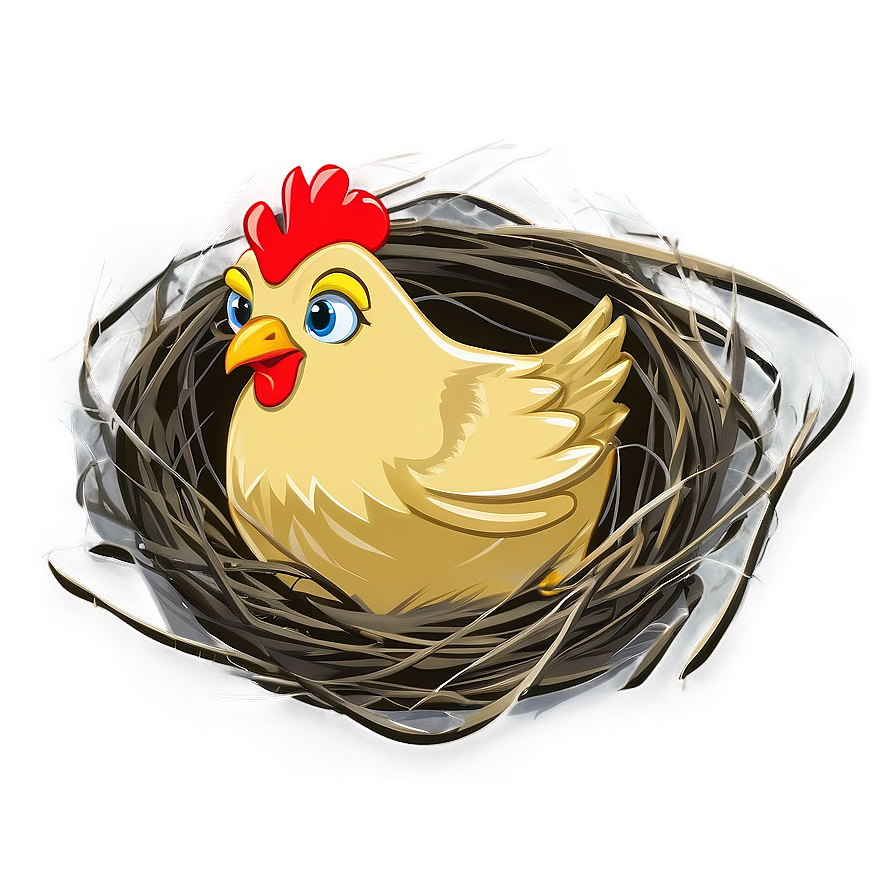 Cartoon Chicken In Nest Png Myl