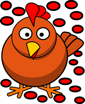 Cartoon Chicken Red Dots Background