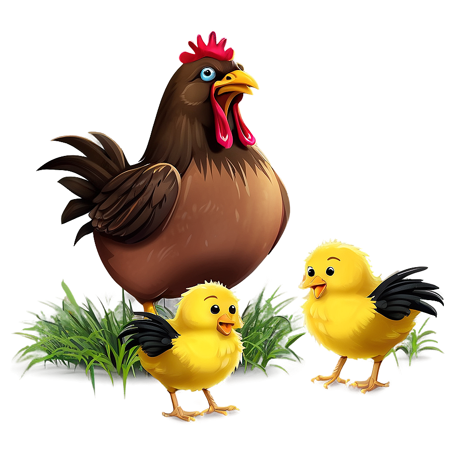 Cartoon Chicken With Chicks Png Tlv