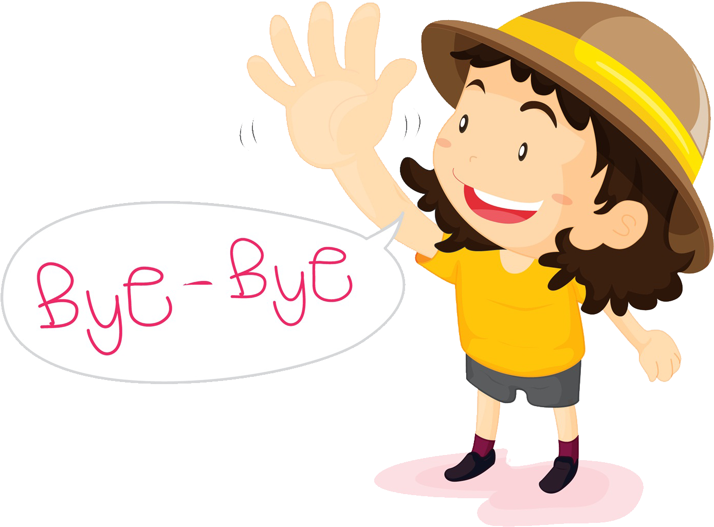 Cartoon Child Waving Goodbye