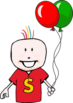 Cartoon Childwith Balloons