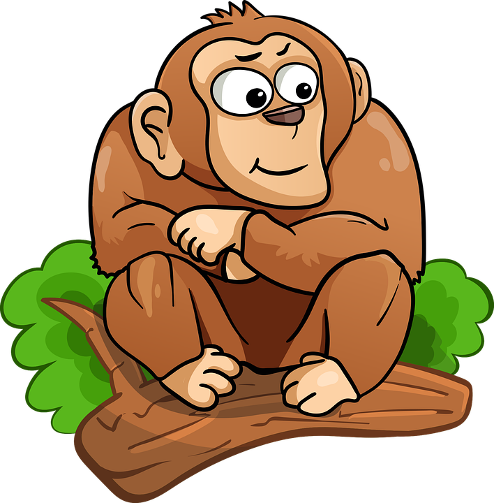 Cartoon Chimpanzee Sittingon Branch