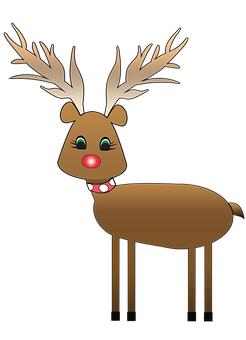 Cartoon Christmas Reindeerwith Red Nose