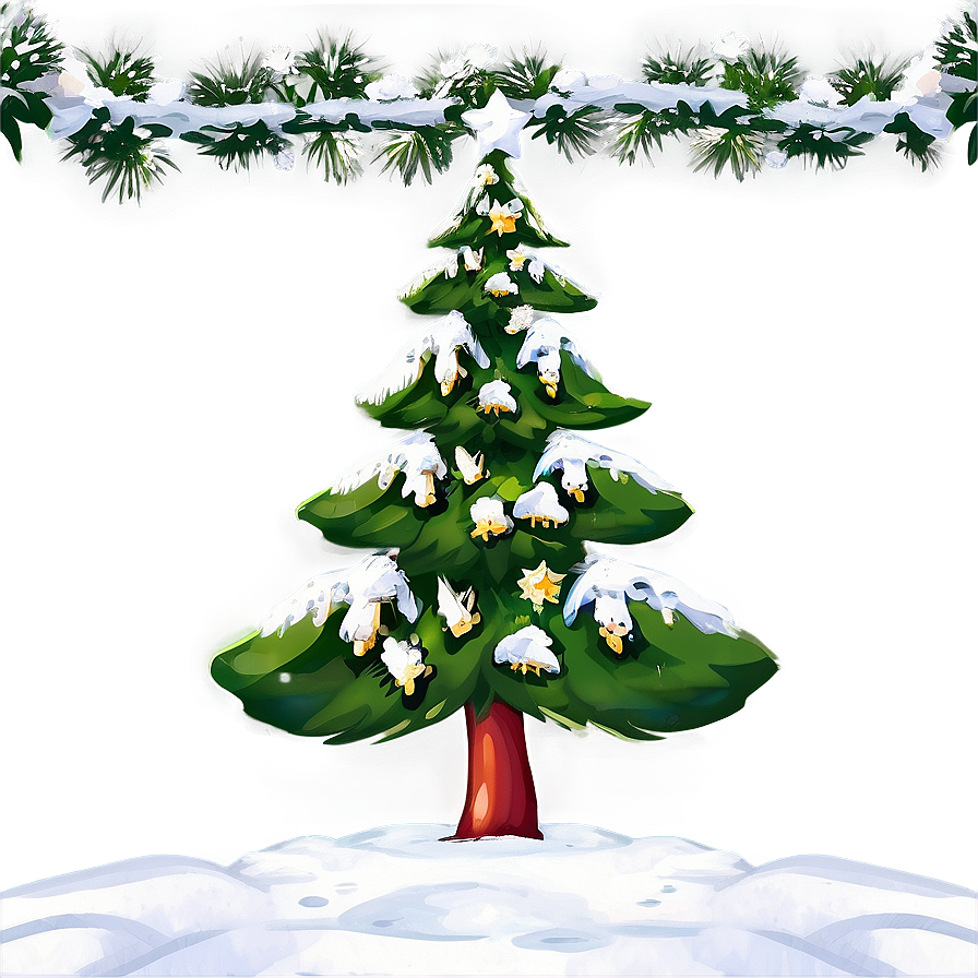 Cartoon Christmas Tree Winter Wonderland Png Abr