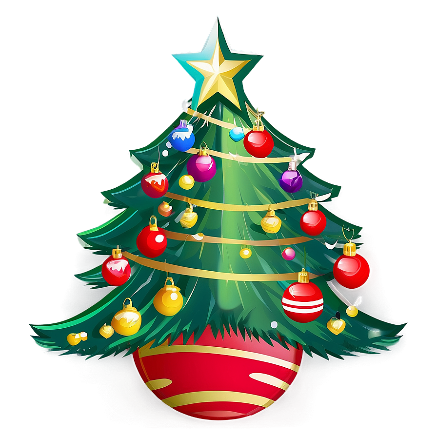 Cartoon Christmas Tree With Ornaments Png 06132024