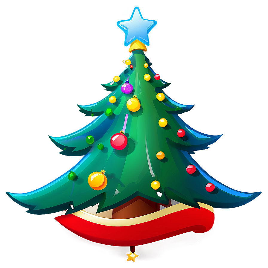 Cartoon Christmas Tree With Star Png 06132024