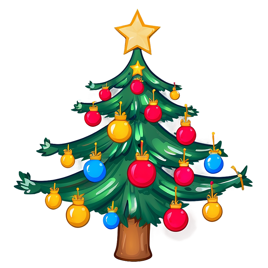 Cartoon Christmas Tree With Star Png Ykc