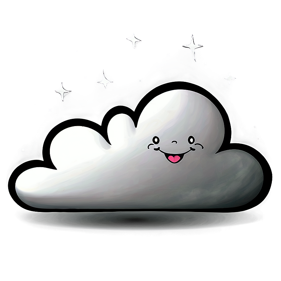 Cartoon Cloud With Stars Png 05252024