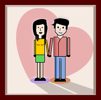 Cartoon Couple Holding Hands