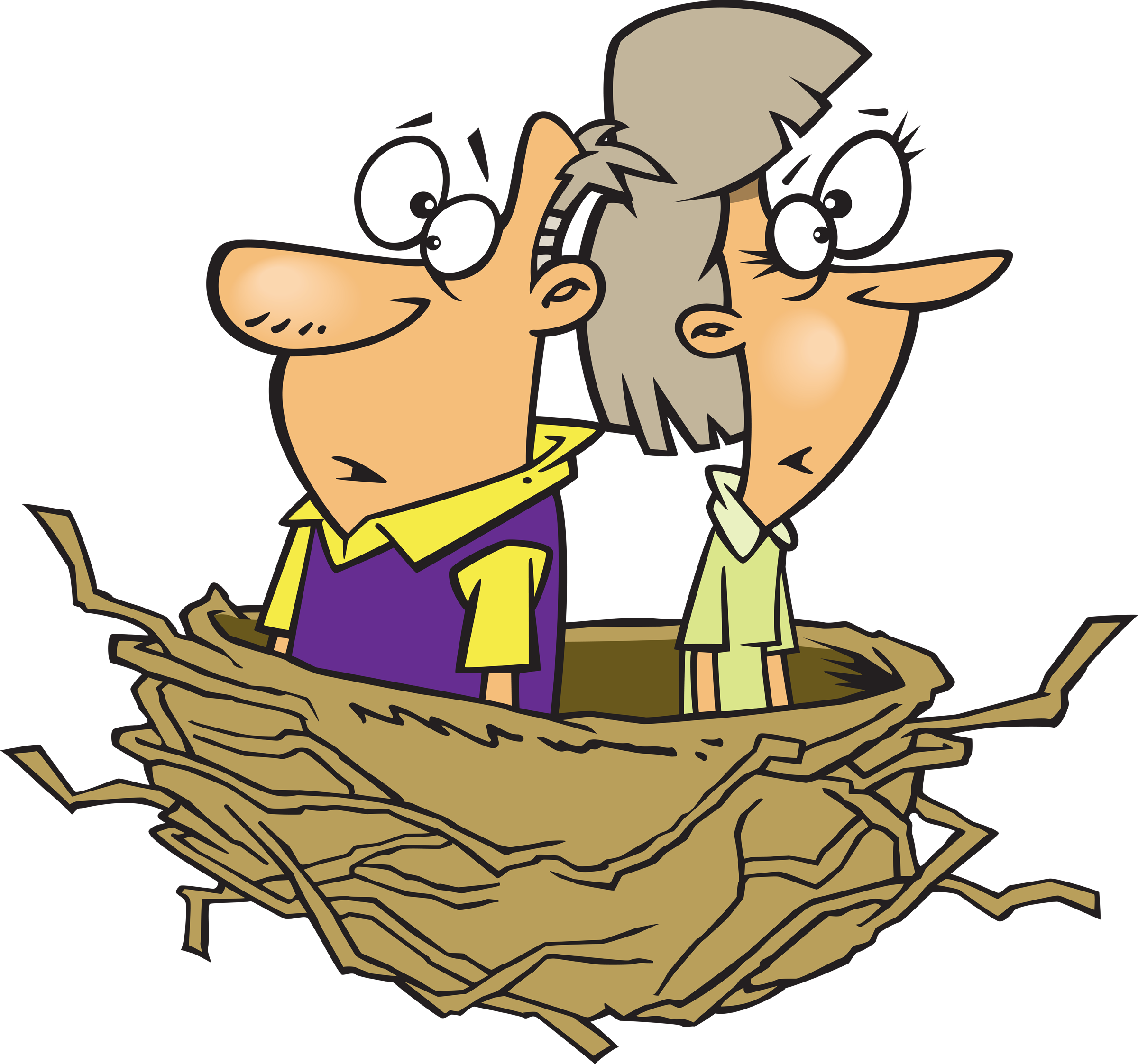 Cartoon Couple In Bird Nest