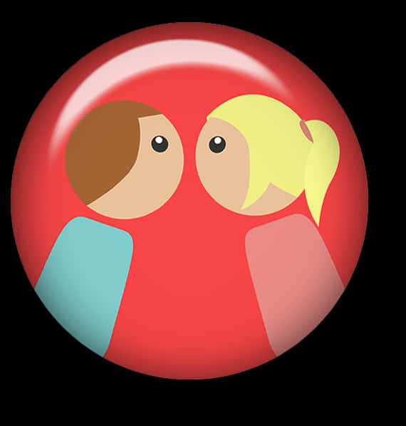 Cartoon Couple Kissing Red Background