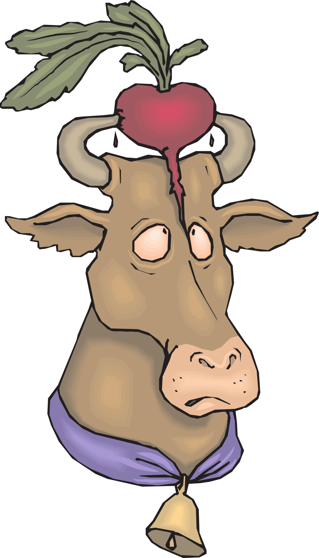 Cartoon Cowwith Radish Hat