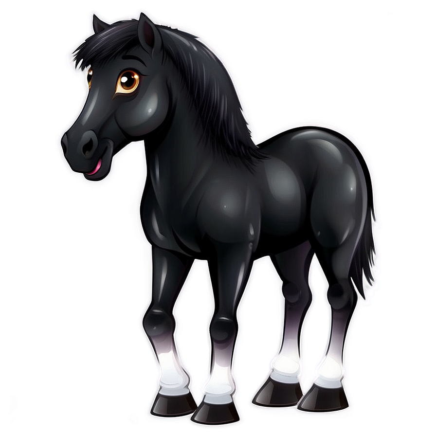 Cartoon Cute Black Horse Png 06262024