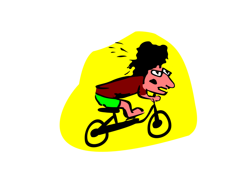 Cartoon Cyclist Speeding Through Night