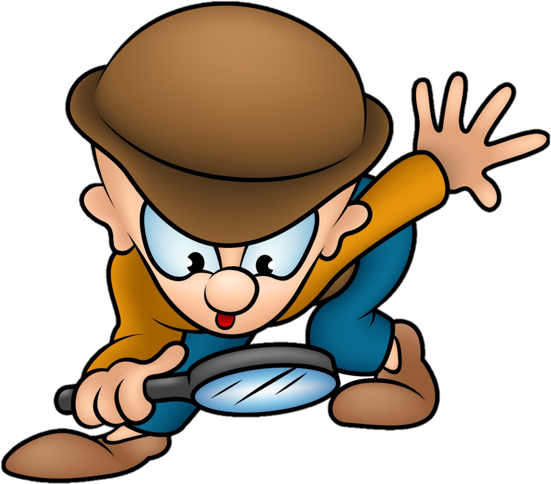 Cartoon Detective With Magnifying Glass