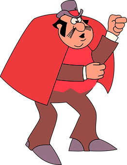 Cartoon Detectivein Red Cape