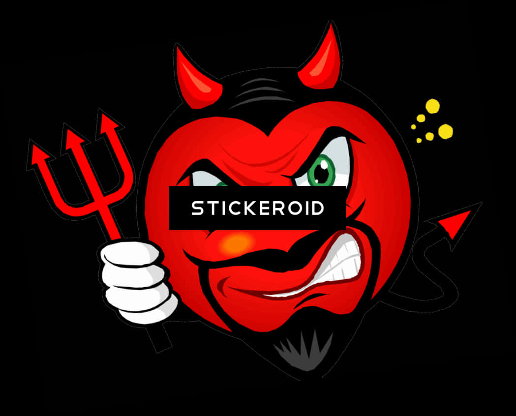 Cartoon Devil Emoji Holding Trident