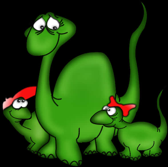 Cartoon Dinosaursin Santa Hats