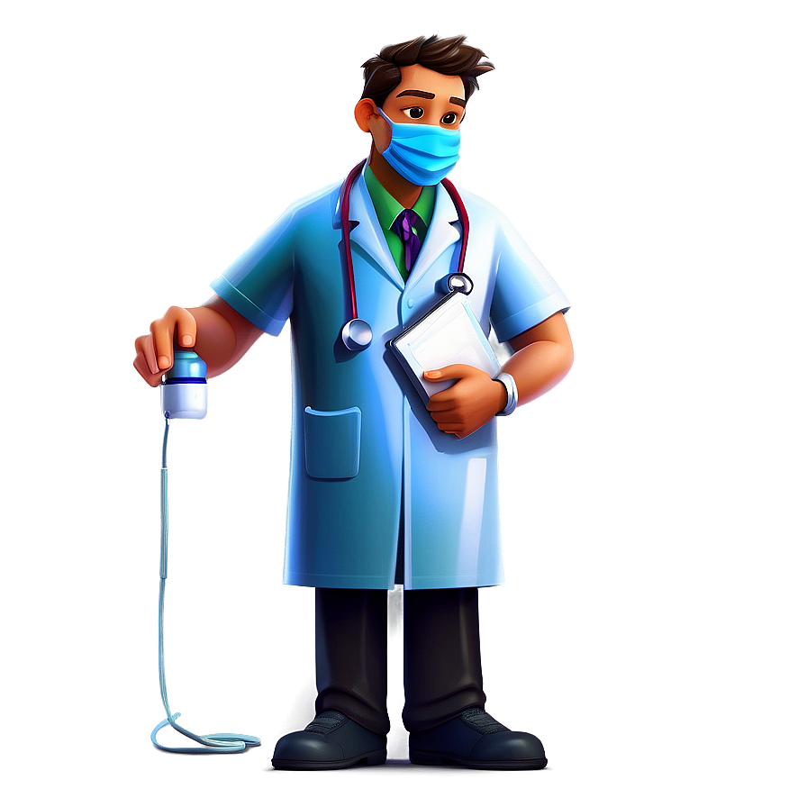 Cartoon Doctor With Mask Png 06262024