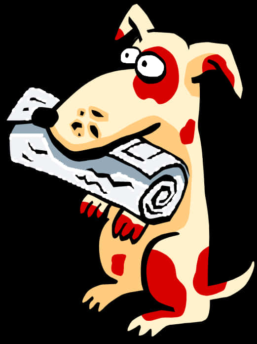 Cartoon Dog Holding Newspaper