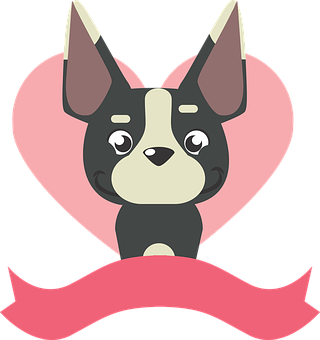 Cartoon Dog Love Heart Banner