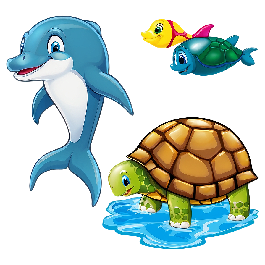 Cartoon Dolphin And Turtle Png 41