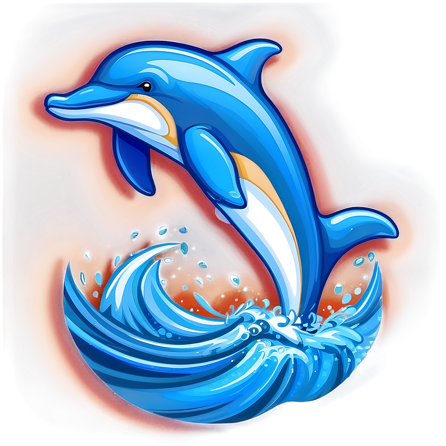 Cartoon Dolphin On Wave Png 06272024