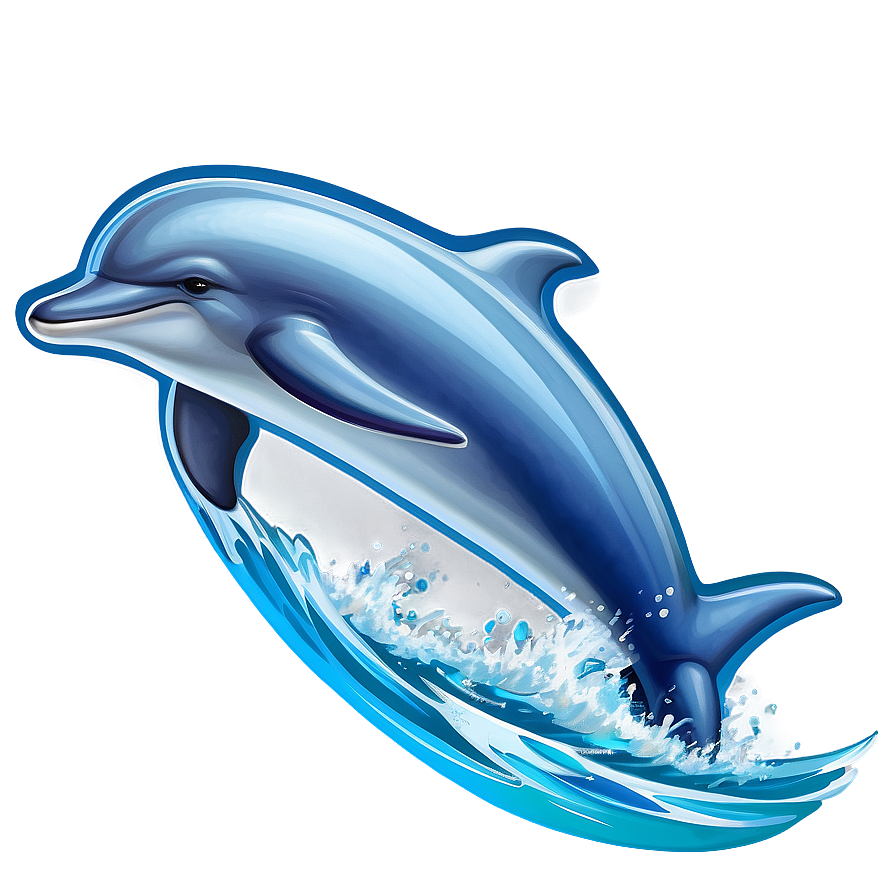 Cartoon Dolphin On Wave Png Aot55