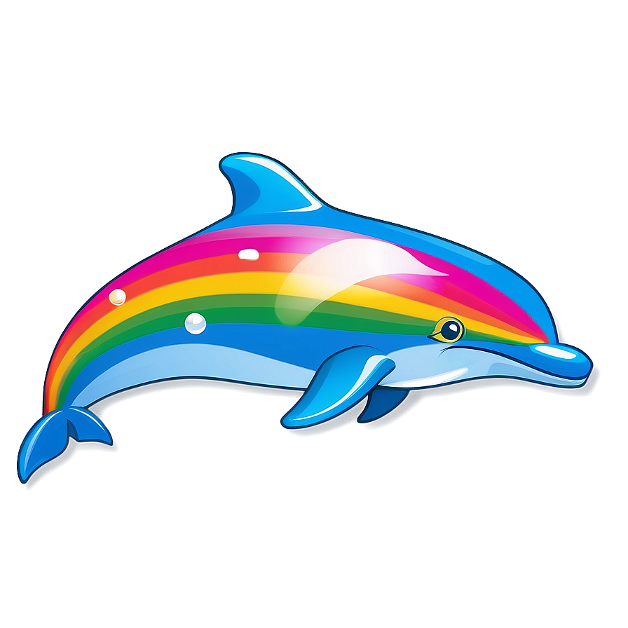 Cartoon Dolphin With Rainbow Png 3