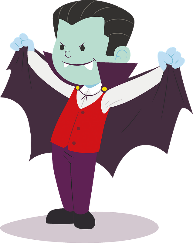 Cartoon Dracula Spreading Wings