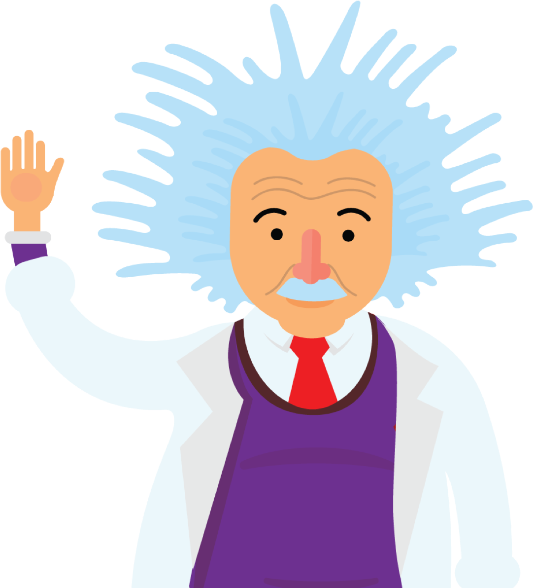 Cartoon Einstein Raising Hand