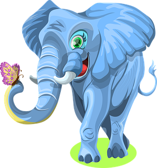 Cartoon Elephant Holding Flower