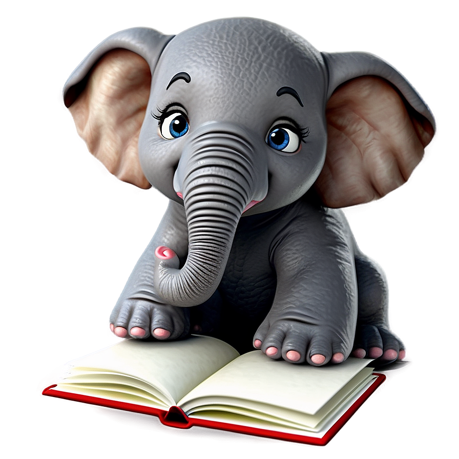 Cartoon Elephant With Book Png 06272024