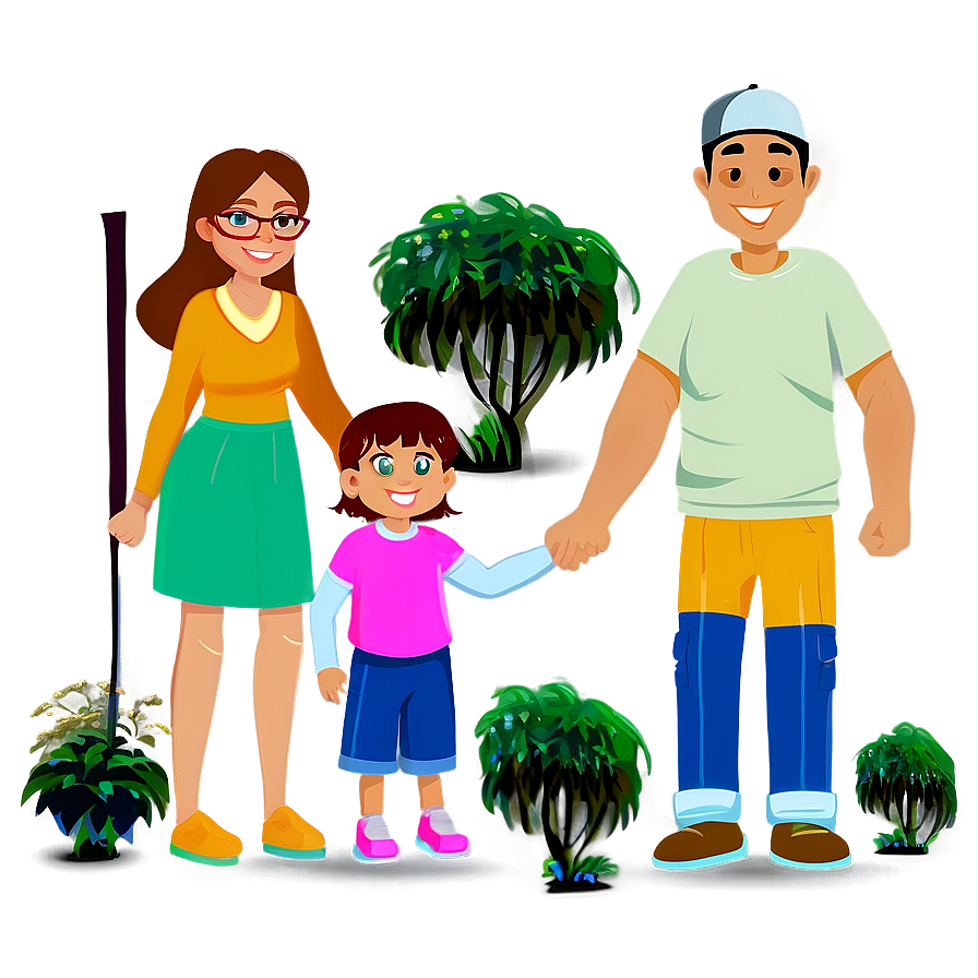 Cartoon Family In Nature Png Yuu