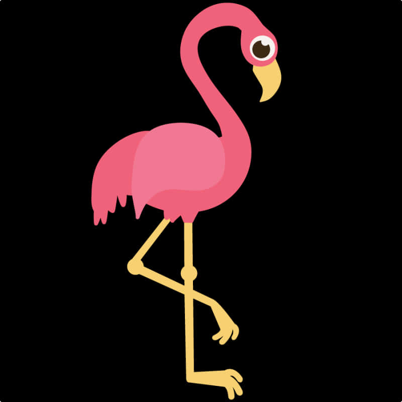 Cartoon Flamingo Standing One Leg