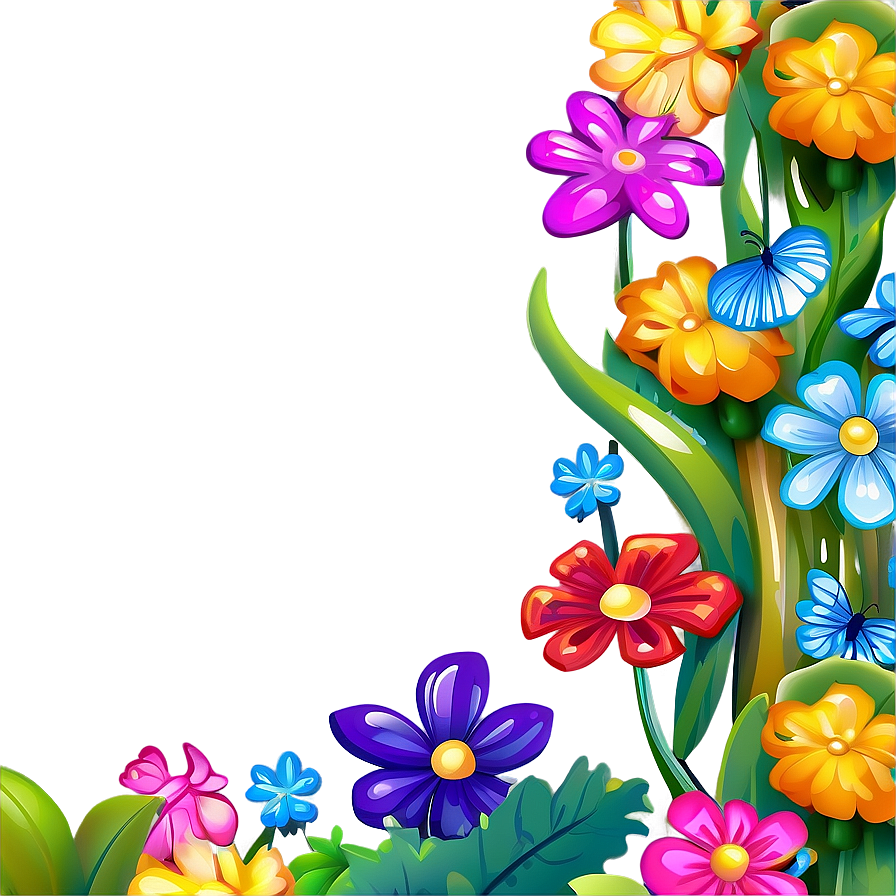 Cartoon Flower Border Png Qkp