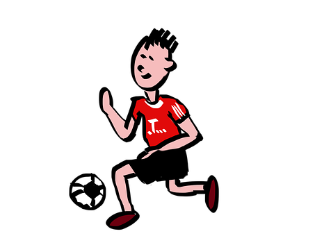 Cartoon Football Player Red Jersey